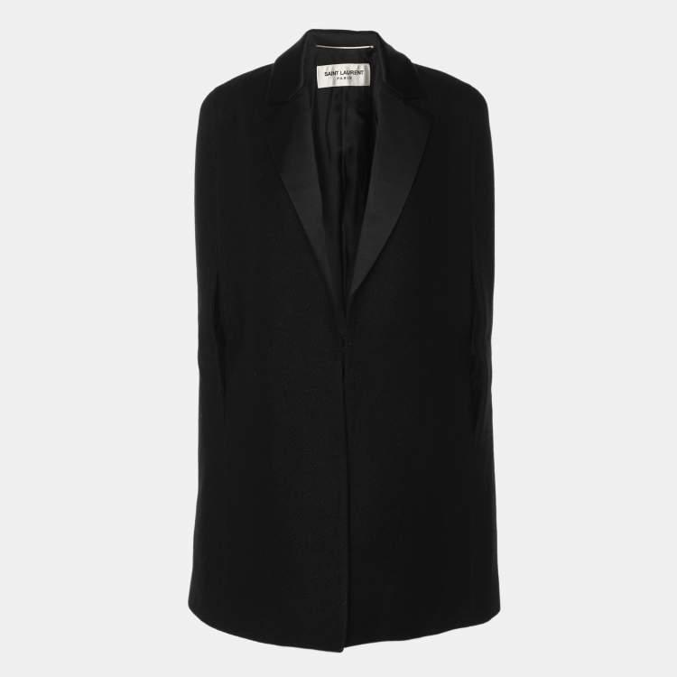 Pre Owned Saint Laurent Black Wool Tuxedo Cape S