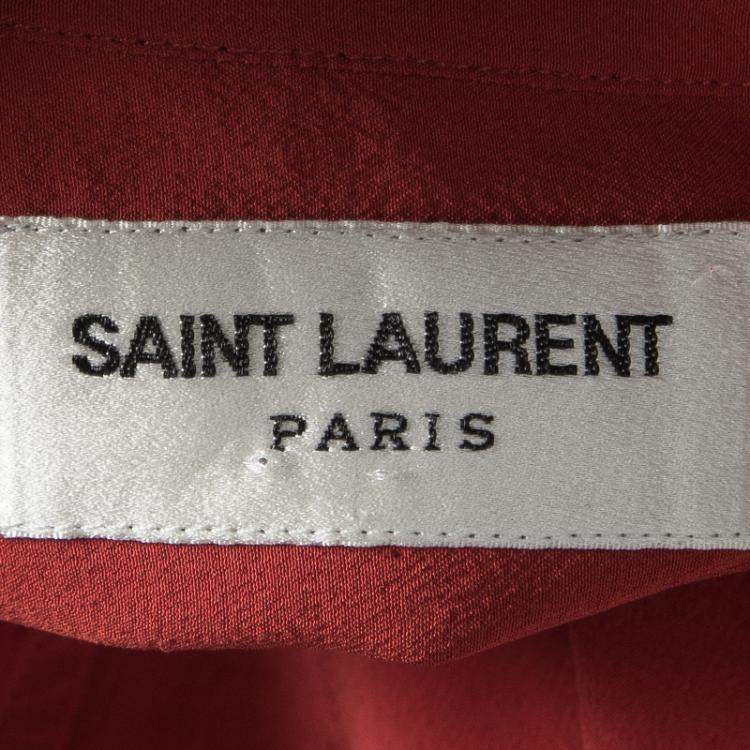 Pre Owned Saint Laurent Paris Red Silk Long Sleeve Shirt M