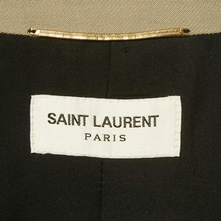 Pre Owned Saint Laurent Paris Greenish Grey Wool Double Breasted Blazer S