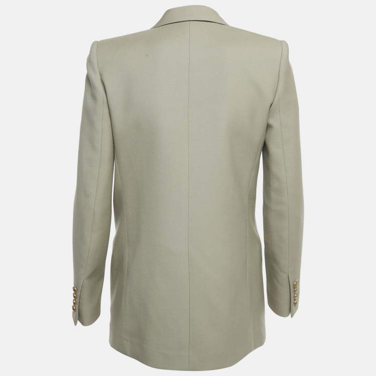 Pre Owned Saint Laurent Paris Greenish Grey Wool Double Breasted Blazer S