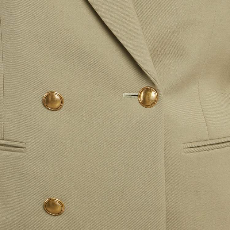 Pre Owned Saint Laurent Paris Greenish Grey Wool Double Breasted Blazer S