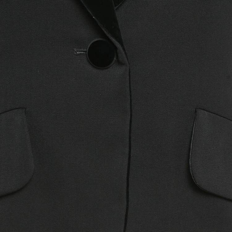 Pre Owned  Saint Laurent Black Cotton Velvet Trim Single Breasted Blazer XS   