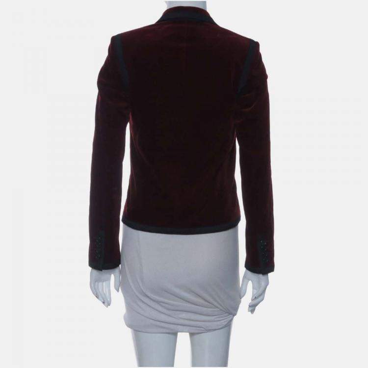 Pre Owned Saint Laurent Paris Embroidered Velvet Blazer Size S