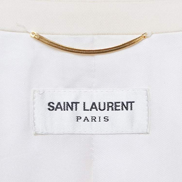 Pre Owned Saint Laurent Paris Off-White Wool Tuxedo Blazer S