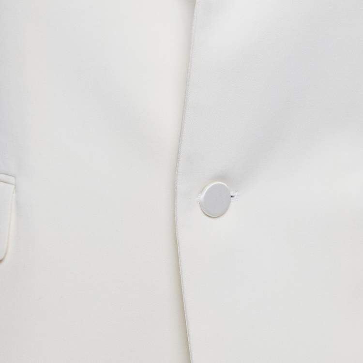 Pre Owned Saint Laurent Paris Off-White Wool Tuxedo Blazer S