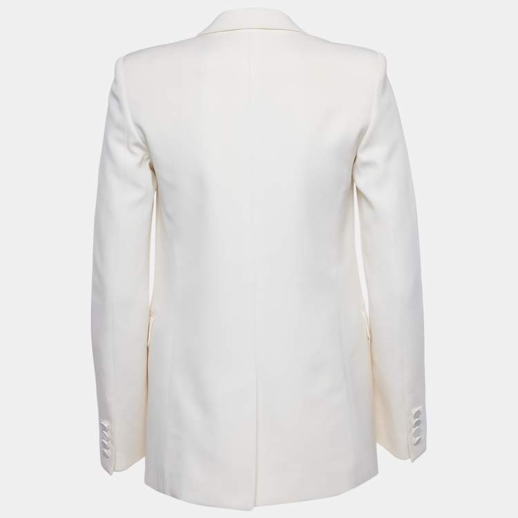 Pre Owned Saint Laurent Paris Off-White Wool Tuxedo Blazer S