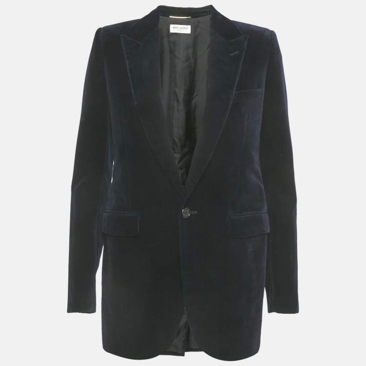 Pre Owned Saint Laurent Paris Navy Blue Velvet Blazer S