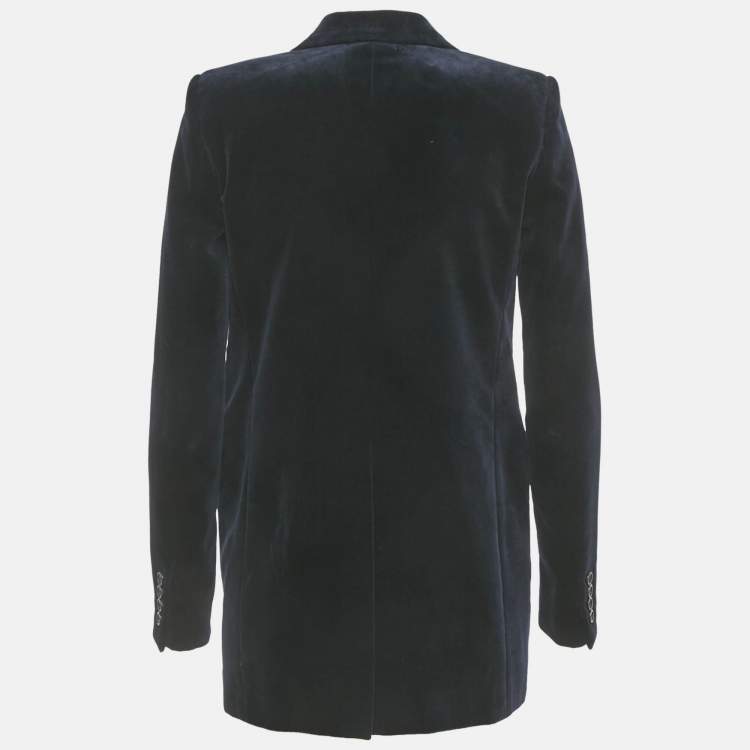Pre Owned Saint Laurent Paris Navy Blue Velvet Blazer S