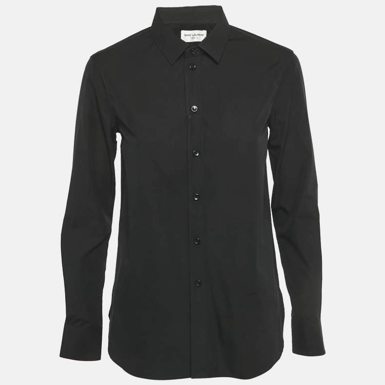 Pre Owned Saint Laurent Black Cotton Full Sleeve Shirt M 