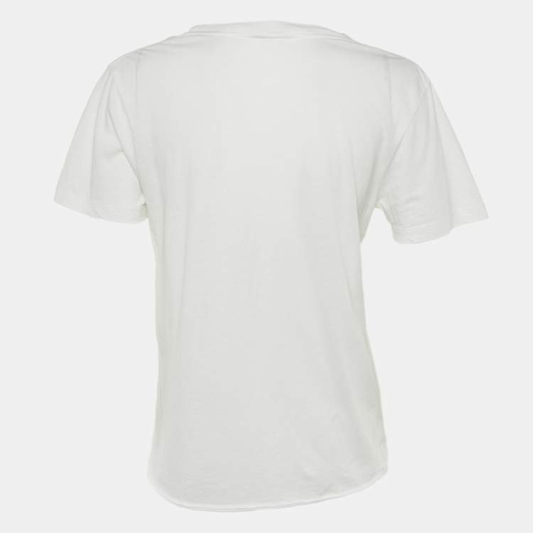 Pre Owned Saint Laurent White Smoking Kills Print Cotton T-Shirt XS