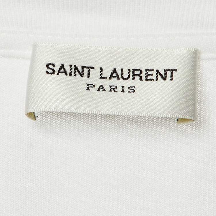 Pre Owned Saint Laurent White Smoking Kills Print Cotton T-Shirt XS