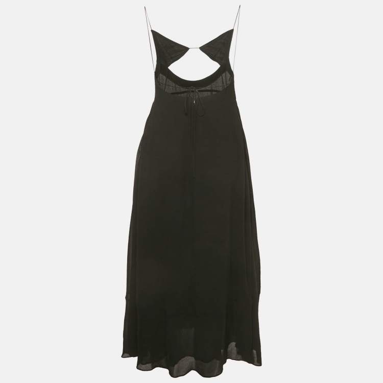 Pre Owned Saint Laurent Black Chiffon Cut-Out Midi Dress S