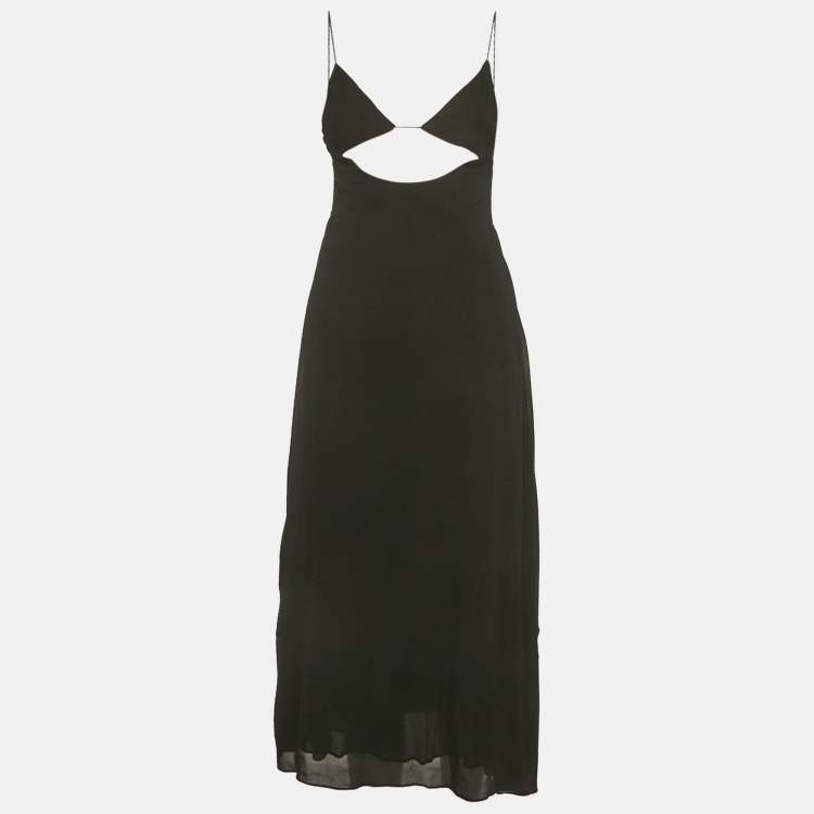 Pre Owned Saint Laurent Black Chiffon Cut-Out Midi Dress S