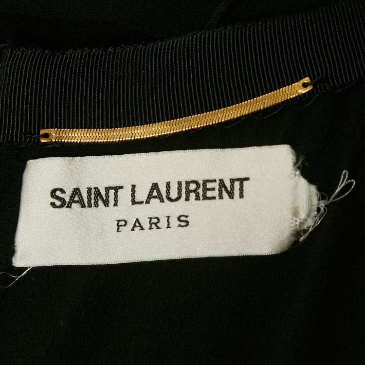 Pre Owned Saint Laurent Black Chiffon Cut-Out Midi Dress S