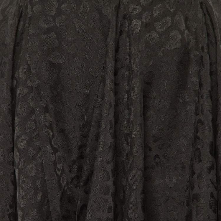 Pre Owned Saint Laurent Paris Black Animal Pattern Silk Mini Skirt S