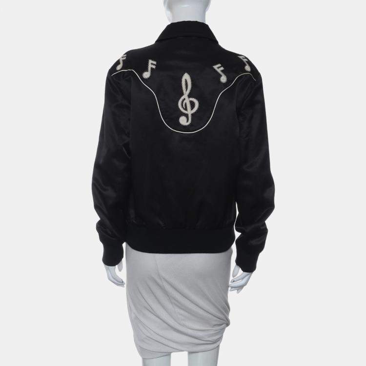 Pre Owned Saint Laurent Paris Embroidered Music Notes Zip Up Jacket M