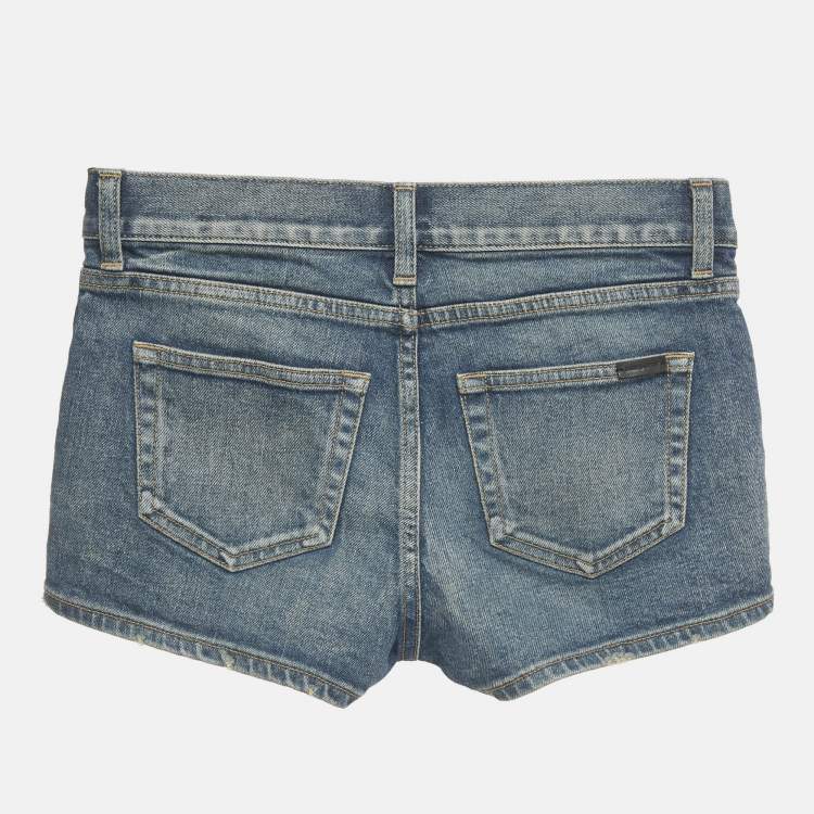 Pre Owned Saint Laurent Paris Blue Denim Shorts S