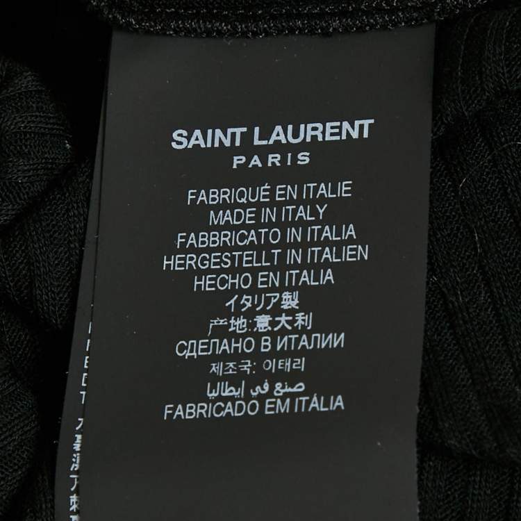 Pre Owned Saint Laurent Black Logo Embroidered Wool Knit Cassandre Tank Top S 