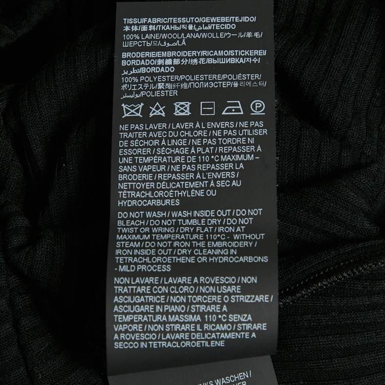 Pre Owned Saint Laurent Black Logo Embroidered Wool Knit Cassandre Tank Top S 