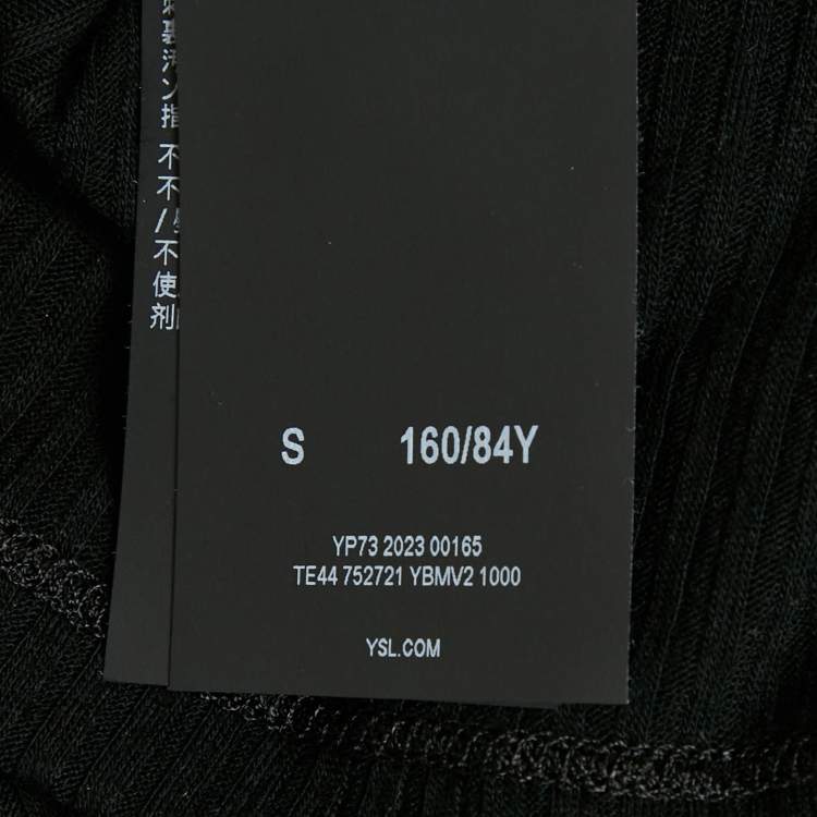 Pre Owned Saint Laurent Black Logo Embroidered Wool Knit Cassandre Tank Top S 