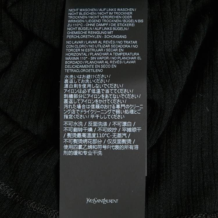 Pre Owned Saint Laurent Black Logo Embroidered Wool Knit Cassandre Tank Top S 