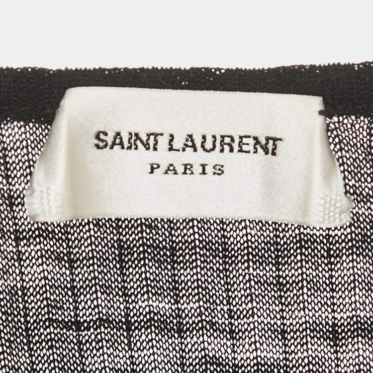 Pre Owned Saint Laurent Black Logo Embroidered Wool Knit Cassandre Tank Top S 