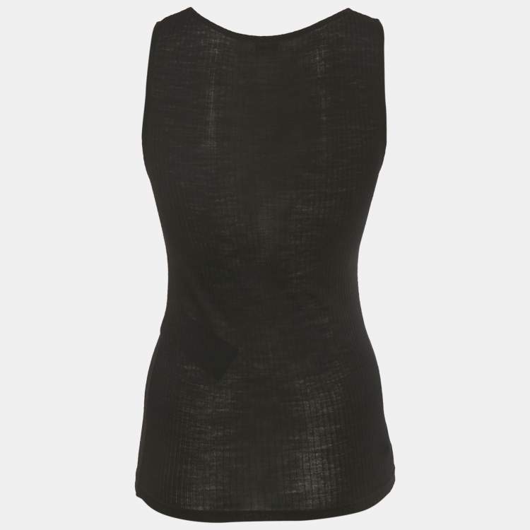 Pre Owned Saint Laurent Black Logo Embroidered Wool Knit Cassandre Tank Top S 
