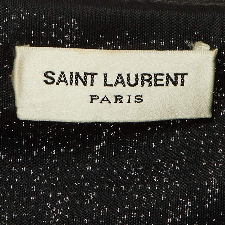 Pre Owned Saint Laurent Paris Silver Sequined Knee Length Dress S