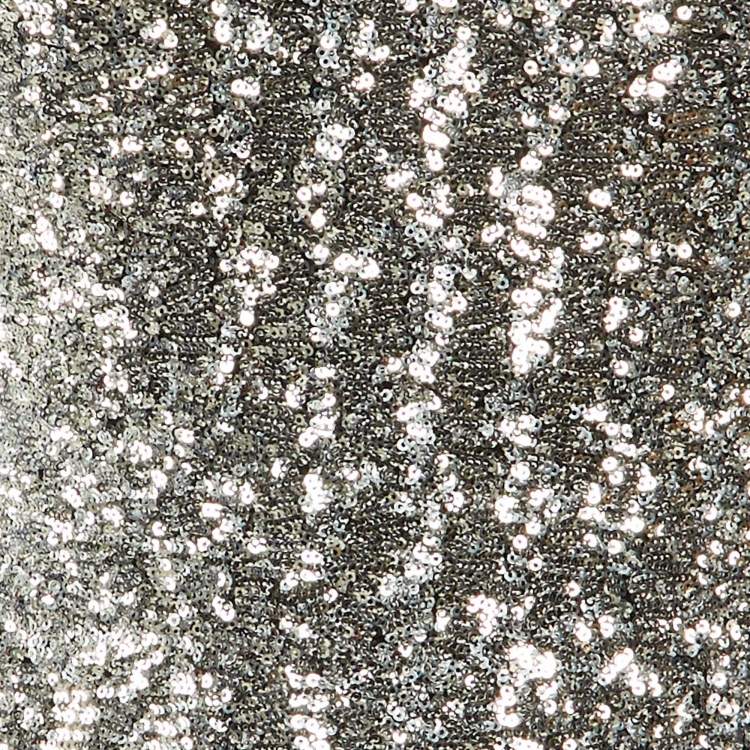 Pre Owned Saint Laurent Paris Silver Sequined Knee Length Dress S