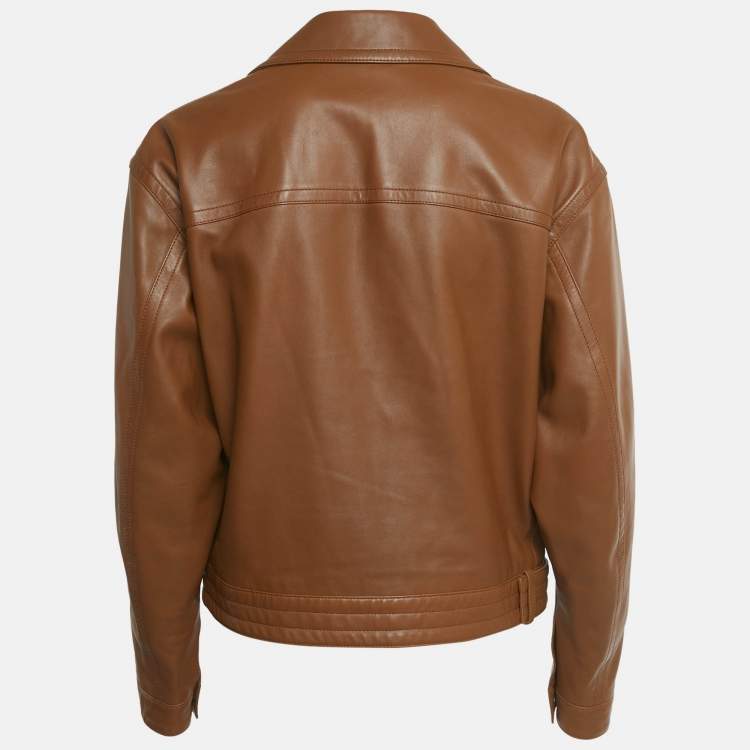 Pre Owned Saint Laurent Paris Brown Leather Jacket M