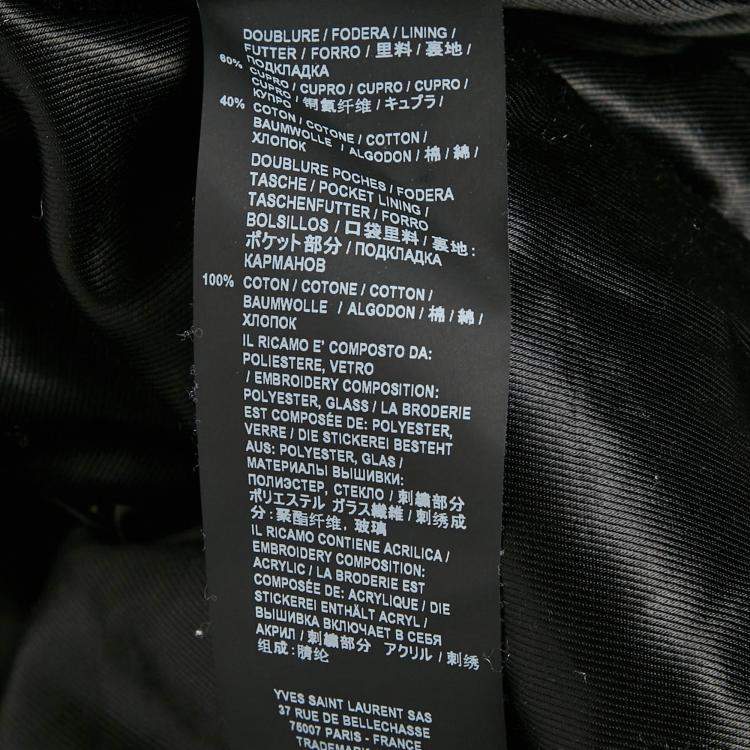 Pre Owned Saint Laurent Paris Black Embellished Velvet Bomber Jacket S