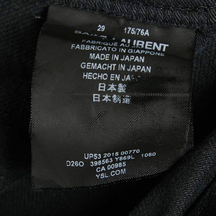 Pre Owned Saint Laurent Paris Black Denim Ripped Jeans M/Waist 30"