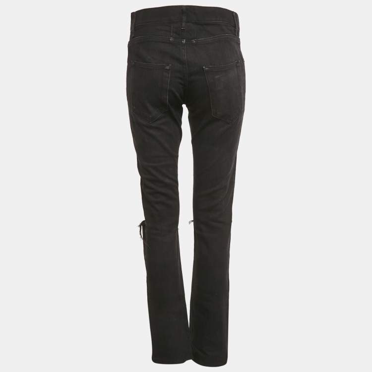 Pre Owned Saint Laurent Paris Black Denim Ripped Jeans M/Waist 30"