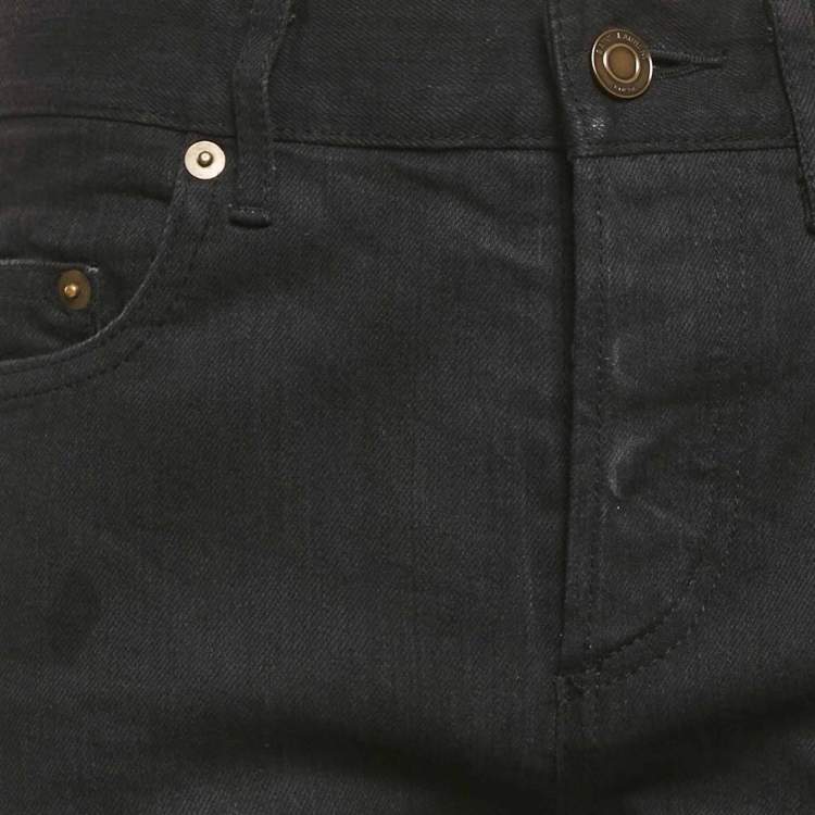 Pre Owned Saint Laurent Paris Black Denim Ripped Jeans M/Waist 30"