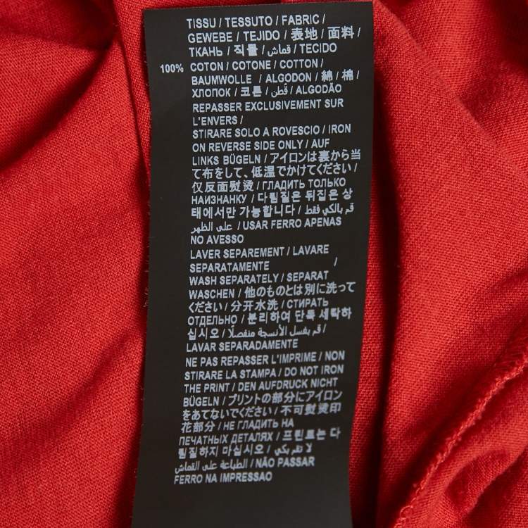 Pre Owned تي شيرت سان لوران باريس قميص أحمر بطبعة الشعار على الجيرسيه مقاس متوسط
