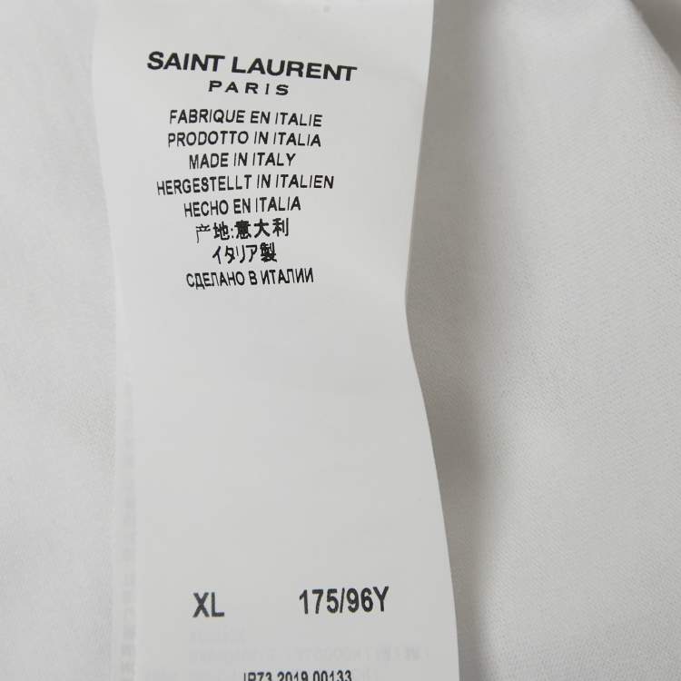 Pre Owned Saint Laurent White Logo Print Jersey T-Shirt XL