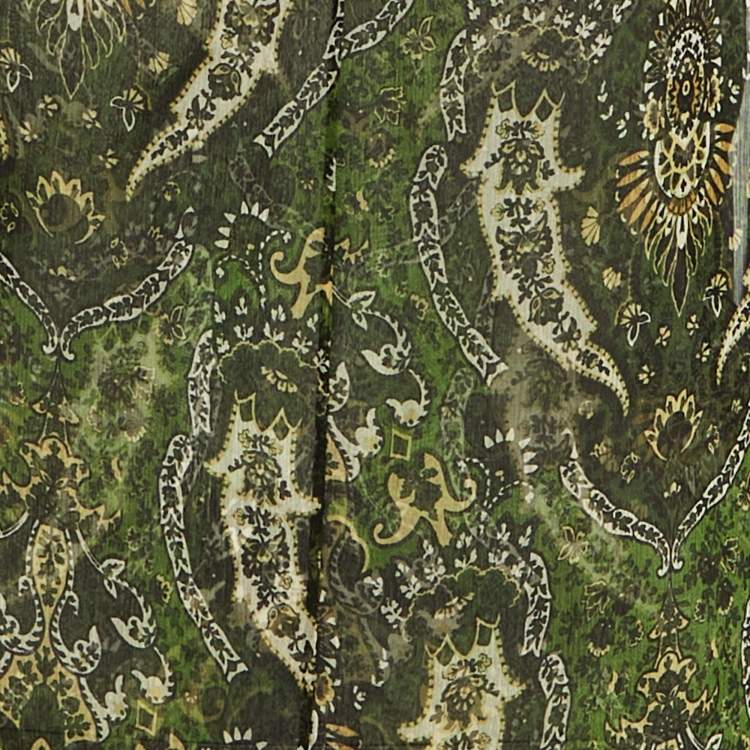 Pre Owned Saint Laurent Paris Green Paisley Print Silk Sheer Maxi Dress M
