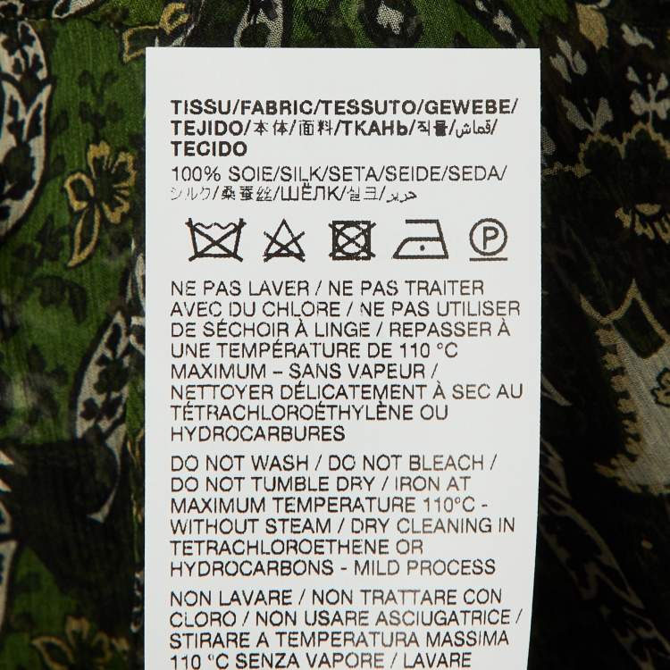 Pre Owned Saint Laurent Paris Green Paisley Print Silk Sheer Maxi Dress M