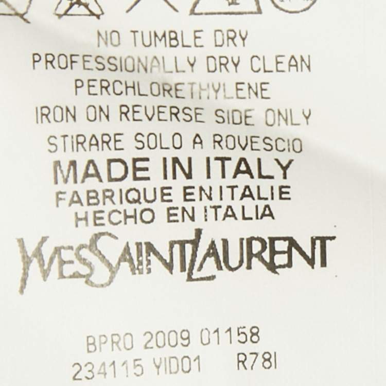 Pre Owned Saint Laurent Black/ White Printed Silk Mini Dress M