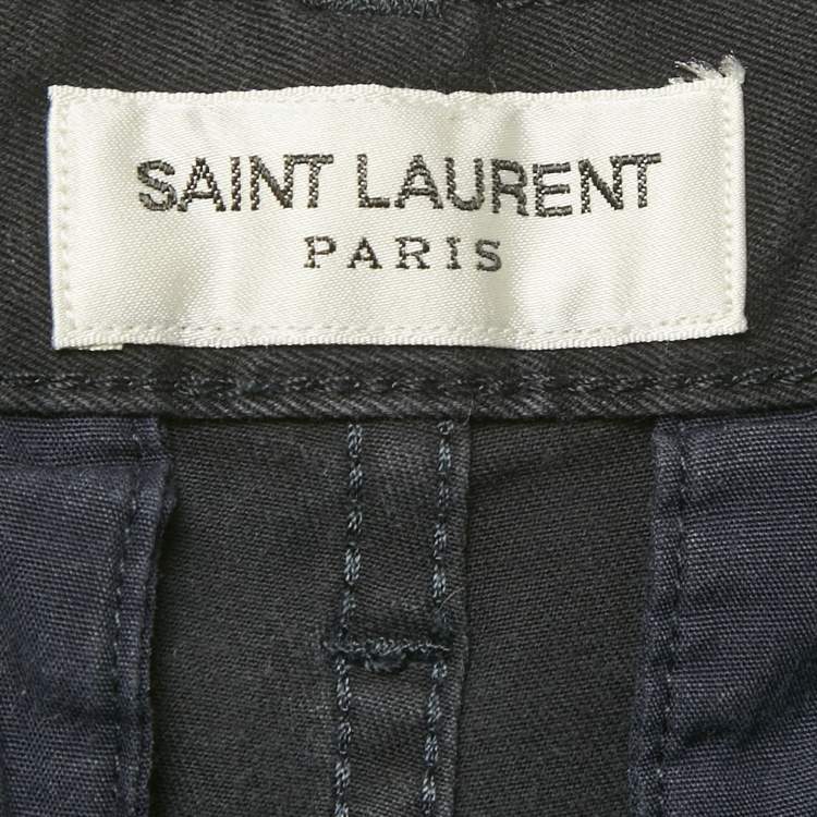 Pre Owned بنطلون قطني سان لوران أزرق بحري مقاس كبير