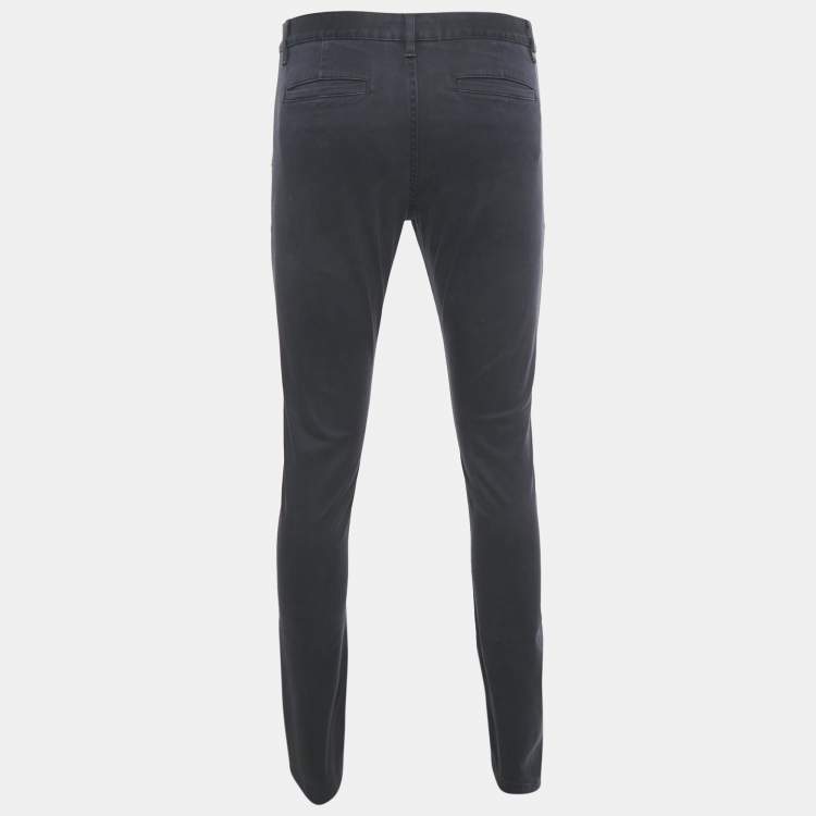 Pre Owned بنطلون قطني سان لوران أزرق بحري مقاس كبير