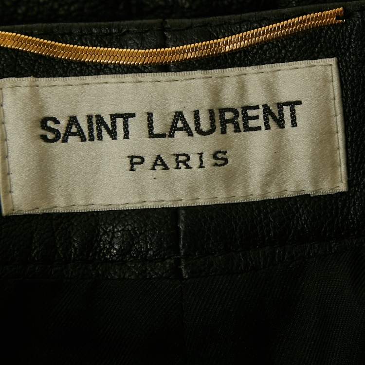 مملوكة مسبقًا Saint Laurent Paris Black Leather Zip Detail Mini Skirt S