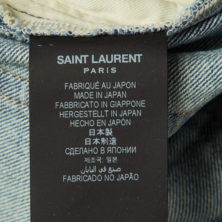 Pre Owned Saint Laurent Paris Blue Distressed Denim Jeans S Waist 27" 