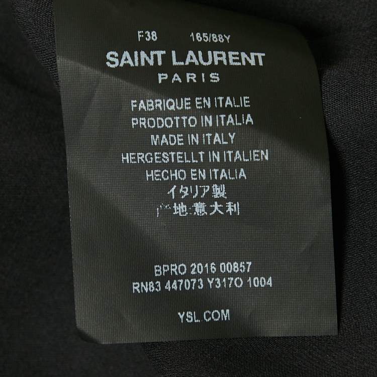 Pre Owned Saint Laurent Paris Black Animal Print Silk Mini Dress M