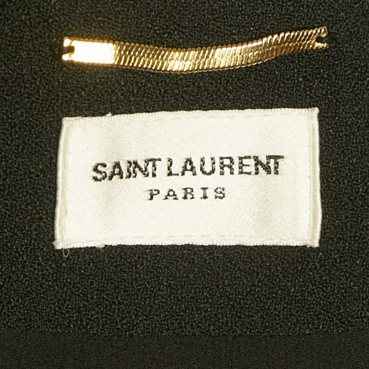 Pre Owned Saint Laurent Paris Black Embellished Detail Crepe Bodysuit S 