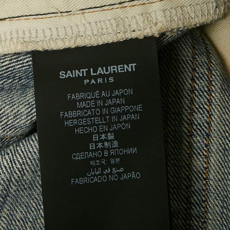 Pre Owned Saint Laurent Paris Blue Washed Wide Cut Denim Jeans S Waist 26"