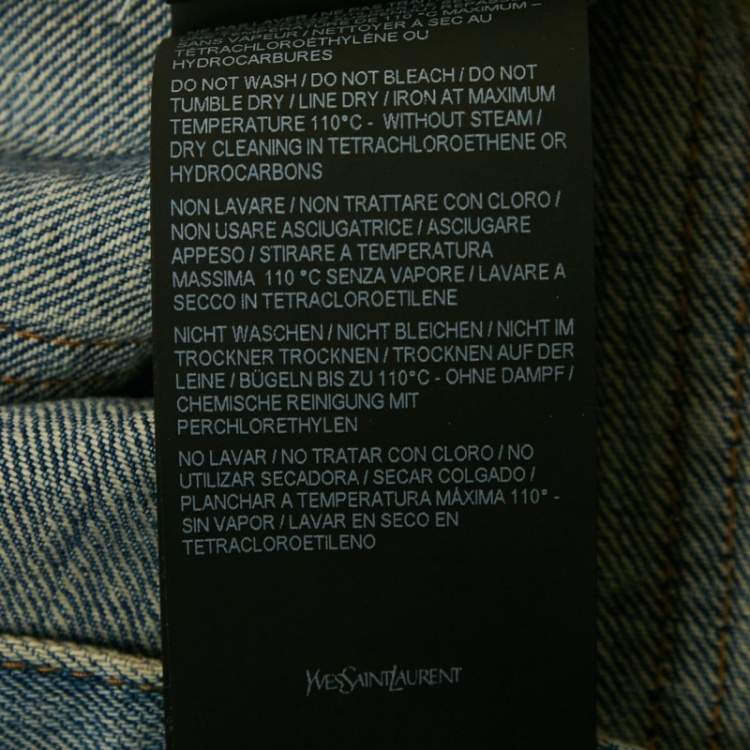 Pre Owned Saint Laurent Paris Blue Washed Wide Cut Denim Jeans S Waist 26"