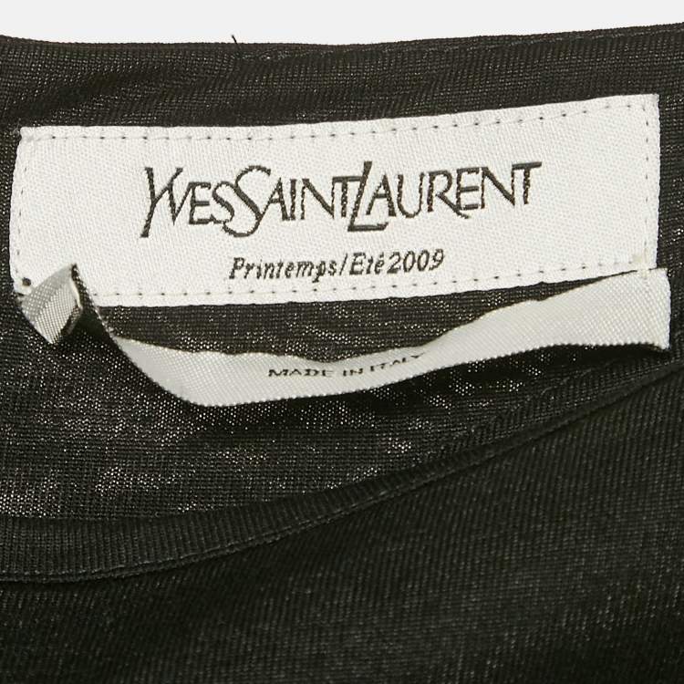 Pre Owned جمبسوت سان لوران باريس جيرسي أسود بكشكش مقاس صغير