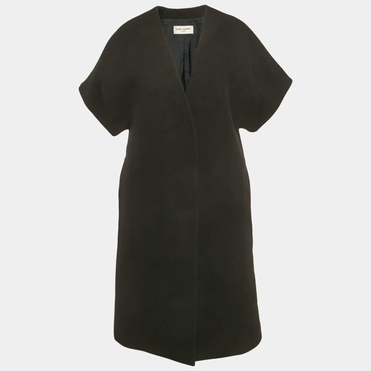 Pre Owned Saint Laurent Paris Black Wool Felt Cape S