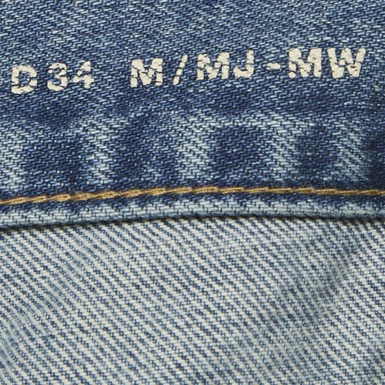 Pre Owned Saint Laurent Blue Denim Ripped High Rise Jeans M/Waist 28"